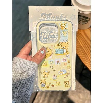 呆萌小熊适用苹果16promax手机壳iPhone17/14小米12/15/11荣耀100华为p50红米k70女opporeno13新款vivox60s10
