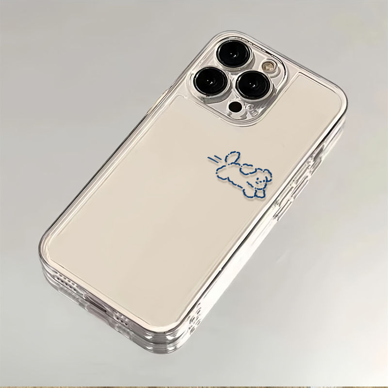 蓝色线条小狗适用苹果17/16pro手机壳华为pura70/p50套mate60红米note11女OPPOreno13/9/8小米14/vivos12/s15