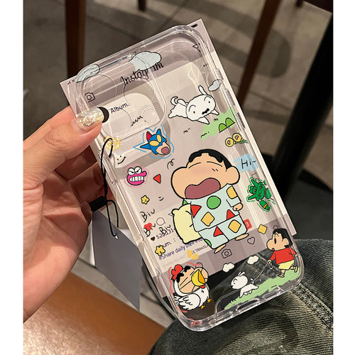 遛狗小新适用苹果16promax手机壳iphone15新款mate60透明14红米note13防摔k70小米华为pura70软壳vivoppo荣耀