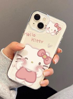 戳脸凯蒂猫苹果17/16/15pro手机壳华为mate60适用p50荣耀100红米note11女OPPOreno13/9/8小米14/vivos12潮x80