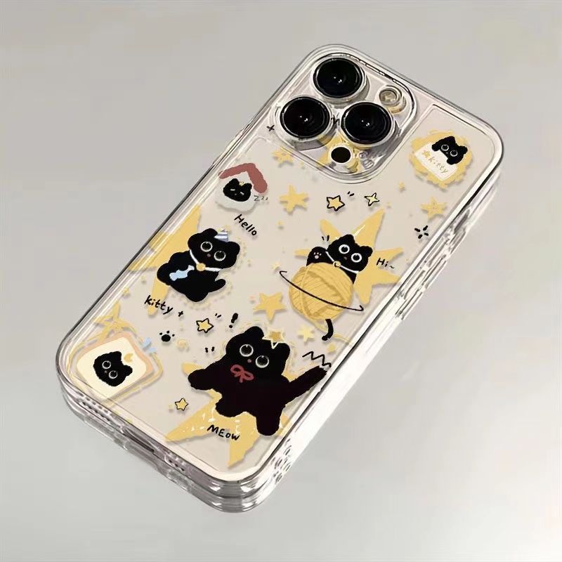 星星小黑猫适用苹果17手机壳iPhone14/16/15promax新款11华为nova13荣耀80红米note10女opporeno7小米vivos12