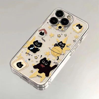 星星小黑猫适用苹果17手机壳iPhone14/16/15promax新款11华为nova13荣耀80红米note10女opporeno7小米vivos12