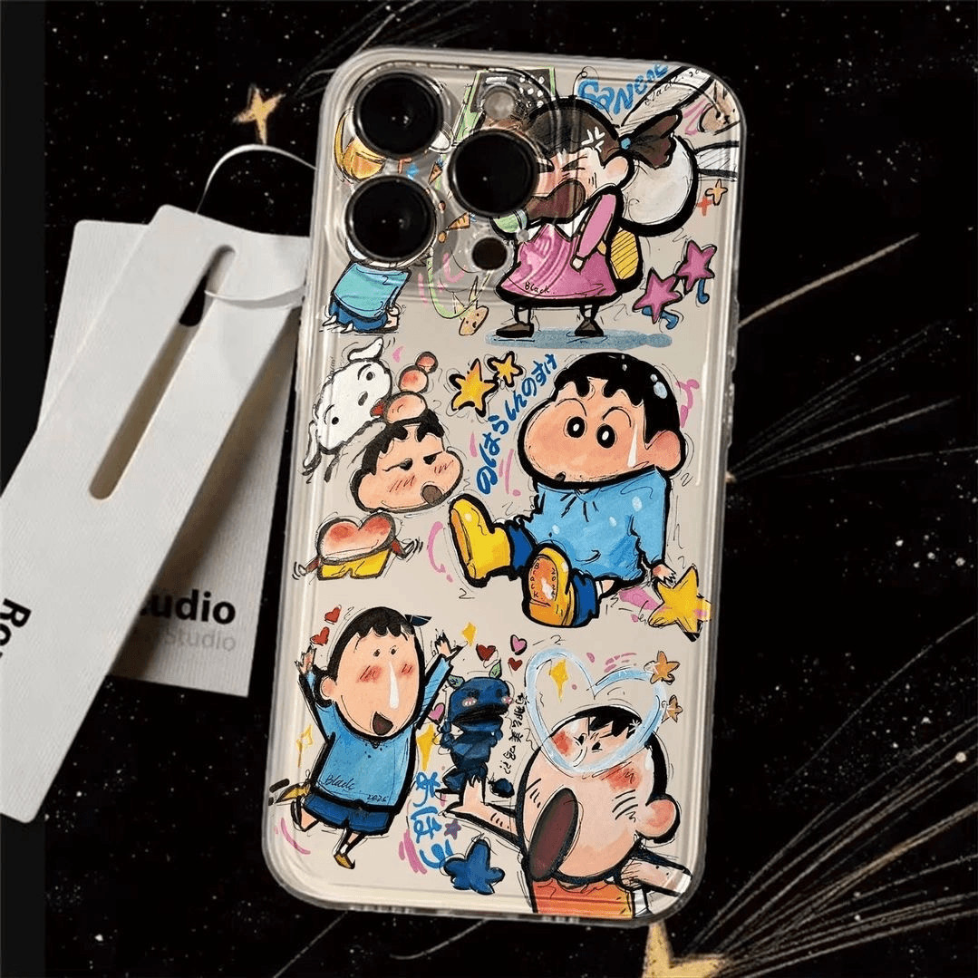 阿呆小新适用苹果17promax手机壳16/15卡通14新款11华为mate60/p70荣耀90/vivox100小米12可爱OPPO红米note13