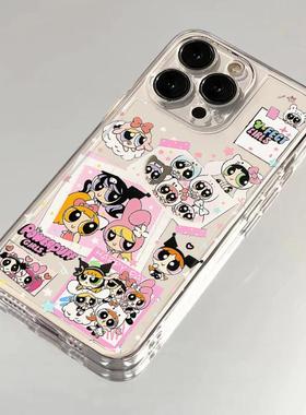 ins飞天小女警适用苹果17/16pro手机壳华为pura70/p50/mate60红米note11女OPPOreno13/9/8小米14/vivos12/s15