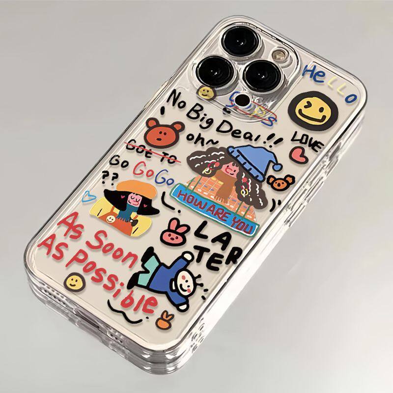 潮牌涂鸦适用苹果17手机壳iPhone14/16/15promax新款11华为nova13荣耀p80红米note10女opporeno7小米vivos12x