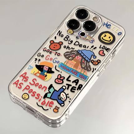潮牌涂鸦适用苹果17手机壳iPhone14/16/15promax新款11华为nova13荣耀p80红米note10女opporeno7小米vivos12x