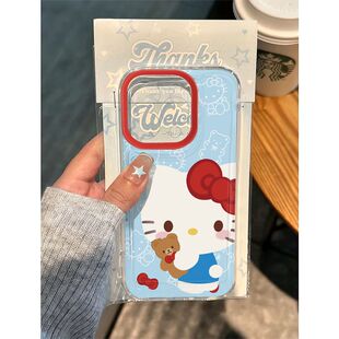 蓝底凯蒂适用苹果16promax手机壳iPhone17 11荣耀100华为p50红米k70女opporeno13新款 vivox60s10 14小米12