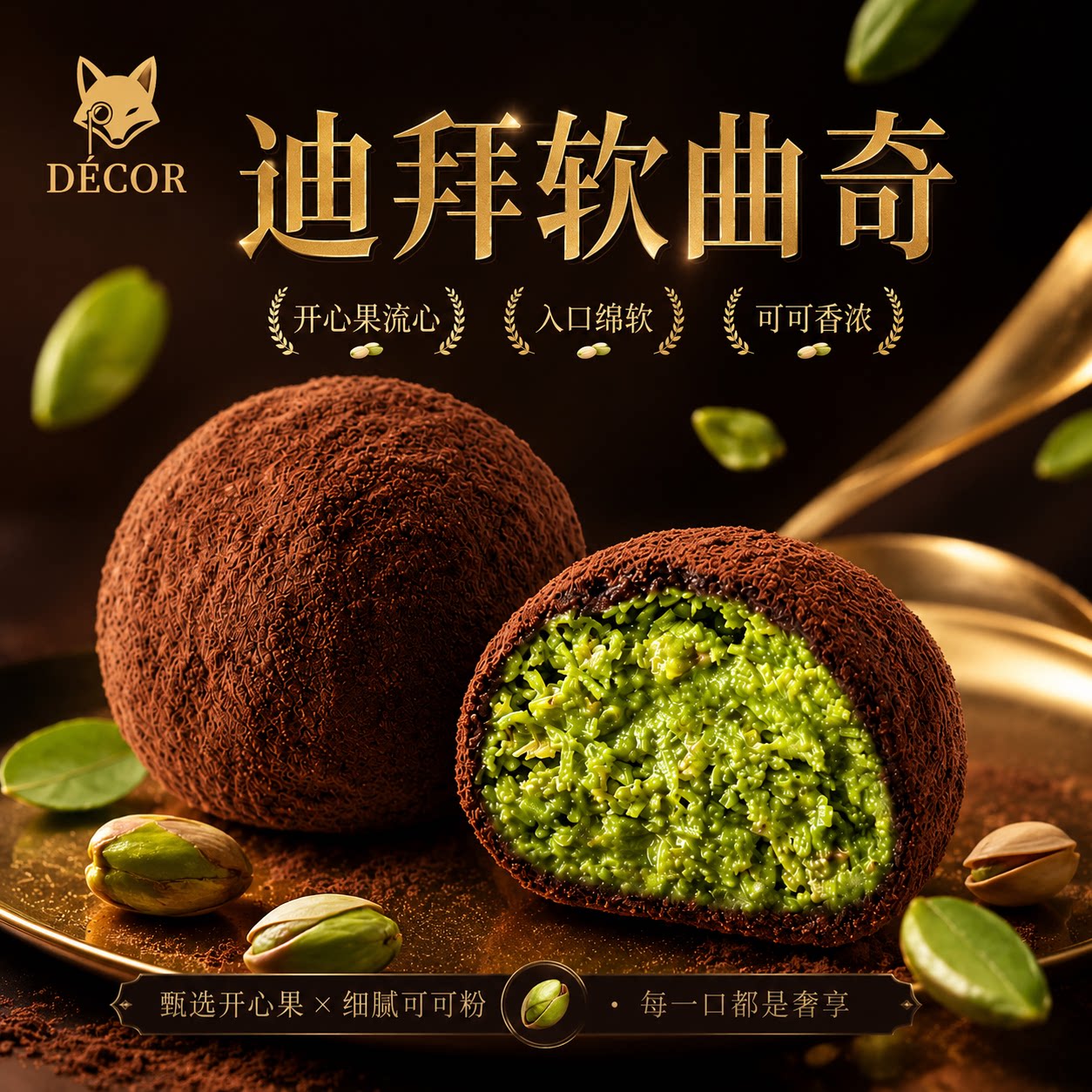德克尔迪拜风味软曲奇手工现做开心果巧克力糕点糯叽叽拉丝脆香 - 实物图