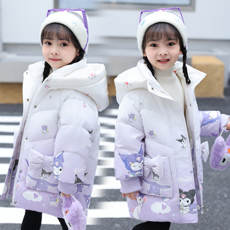 女童羽绒服中长款加厚
