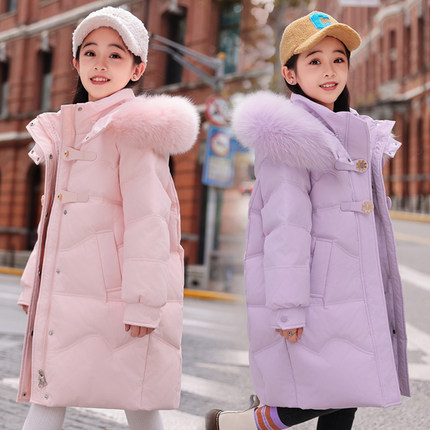 2025新款儿童羽绒服女童中长款中大童洋气冬装加厚外套反季清仓