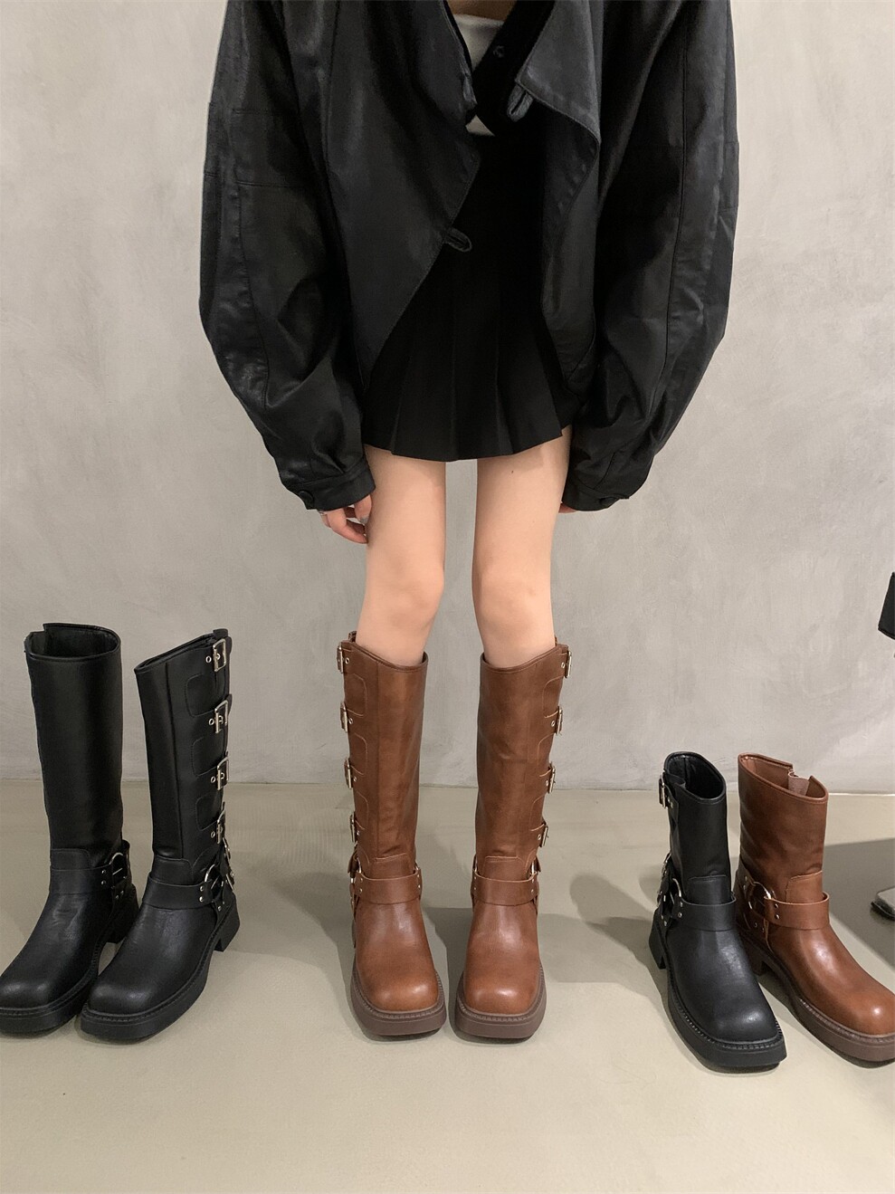 프랑스 기사 부츠 오토바이 부츠 영국 마틴 부츠 여성 부츠 가을 겨울 복고풍 짧은 부츠 웨스턴 카우보이 부츠