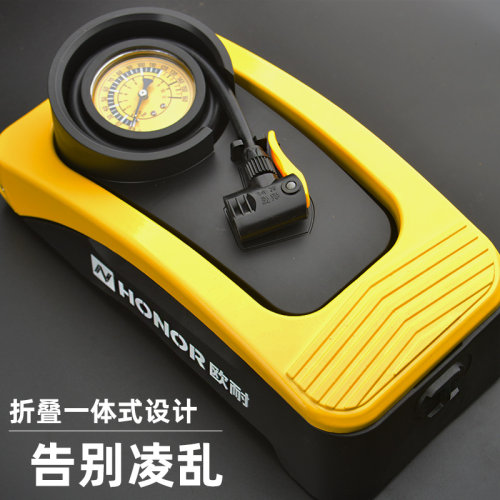 欧耐脚踩打气筒山地自行车汽车高压车载电动车轿车充气泵家用通用