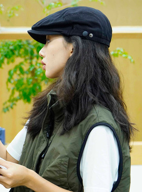 小众复古英伦前进帽女秋贝雷帽反戴画家帽报童帽短檐显脸小时尚潮