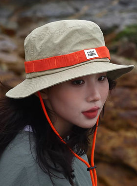 小众山系登山帽春夏遮阳防晒渔夫帽盆帽女户外休闲防风紫外线露营
