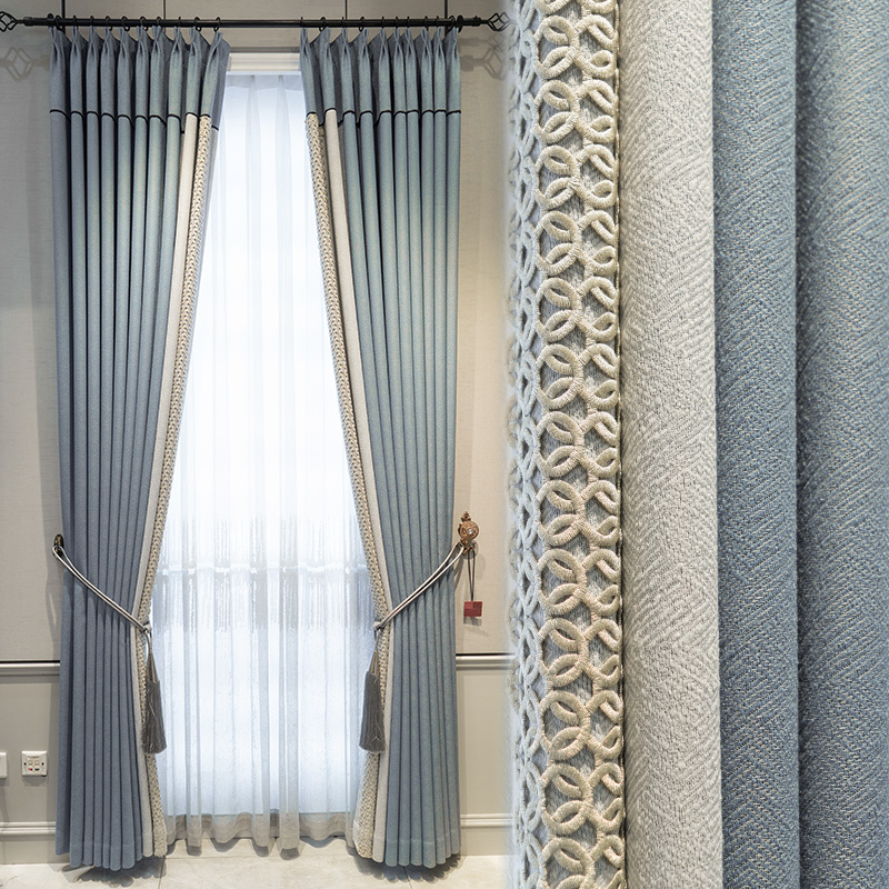 北欧现代简约纯色加厚棉麻小清新风格新款卧室客厅落地遮光窗帘布