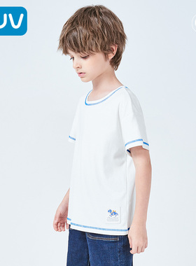 euv 男童短袖儿童纯棉白色t恤宝宝夏季薄款全棉女童小童夏装上衣