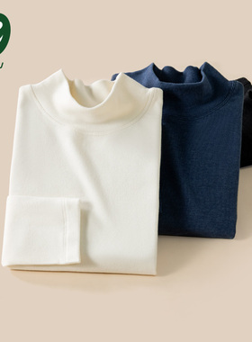 euv 儿童高领德绒打底衫男女童白色长袖加厚秋衣小孩内搭保暖上衣