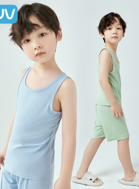 euv 儿童背心男童夏季薄款莫代尔男孩贴身白色无袖T恤夏装中大童