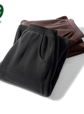 euv 儿童加绒裤子男童女童摇粒绒萝卜裤中小童秋冬款黑色哈伦卫裤