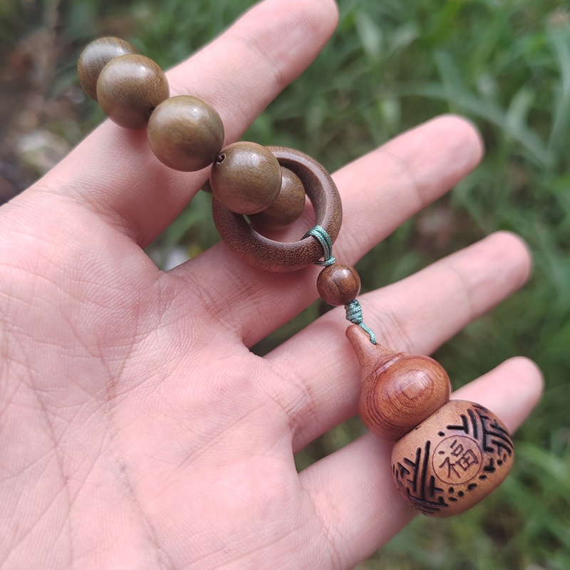 绿檀手捻花梨木小众木作把玩挂饰福寿如意葫芦香囊手把件指尖文玩