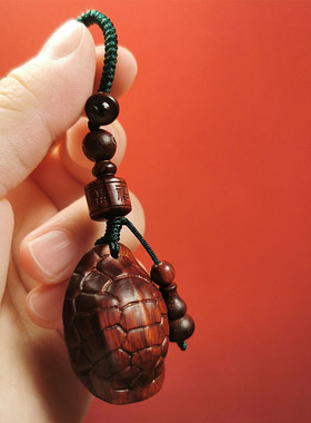 紫檀木富甲天下钥匙扣包挂