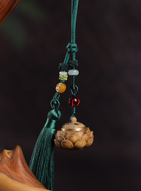 檀木中式香囊球手工编织流苏吊坠