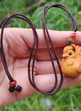 崖柏十二生肖鸡吊坠木鸡挂件简约木作木质小萌鸡可爱木雕属相项链