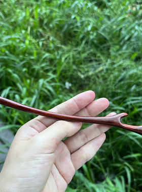 国风紫檀木簪子男女鹿角发簪古风汉服发饰夏季日常盘发木钗红色