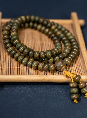 绿檀木手串莲花木质算盘珠念珠