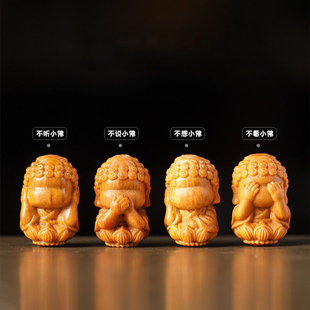 创意新款檀香木四不佛通孔配件散珠可DIY手工手链吊坠锁骨链手串