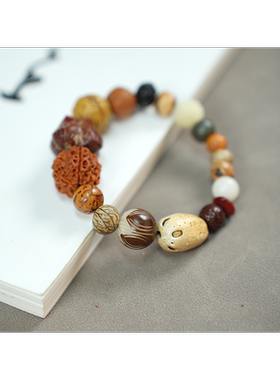 菩提十八子原籽佛珠手串多宝菩提手链女马民族复古风未都抖音同款