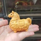 木雕生肖马可爱摆件摆设小众木作手把件学生把玩文玩书房室内装 饰