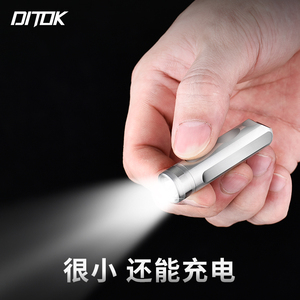 迪拓 手电筒小可携式充电微小型迷你可充电小手电筒强光钥匙扣小