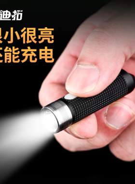 迪拓手电筒小便携随身迷你钥匙扣灯小手电强光充电led家用学生