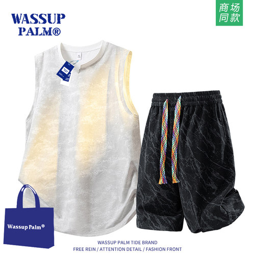 WASSUPPALM运动服套装男士夏季