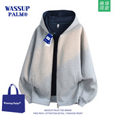 PALM卫衣男款 2025新款 春秋季 WASSUP 情侣休闲连帽开衫 上衣外套女