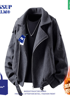 WASSUP PLAM外套男2025新款秋冬季美式潮牌保暖加厚休闲加棉夹克