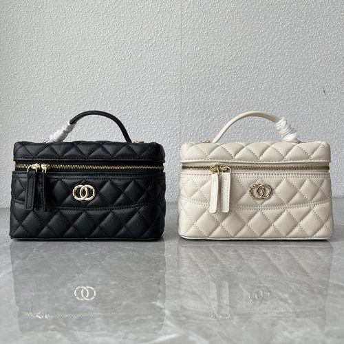 2025新款鱼子酱头层牛皮饭盒包小香风菱格化妆包链条百搭斜跨女包