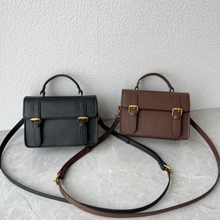 2024新款 百搭手提包单肩斜跨邮差包女 真皮小众设计剑桥包牛皮时尚