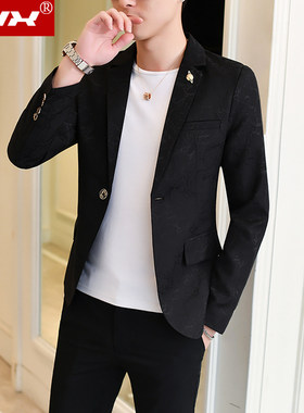 2021春季新款黑色男士洋气小西装