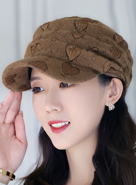 女士春秋天鸭舌平顶帽子
