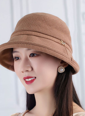 女士休闲渔夫帽春秋冬天卷边盆帽