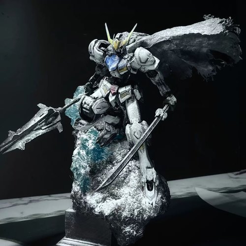 镜花水月高达巴巴托斯战损旧化雪场景地台手办模型自由元祖天使