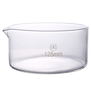 华鸥 结晶皿 高硼硅玻璃耐高温具嘴 厚壁 平底60 70 80 90 100 125 150 180 200 230 300实验室器皿