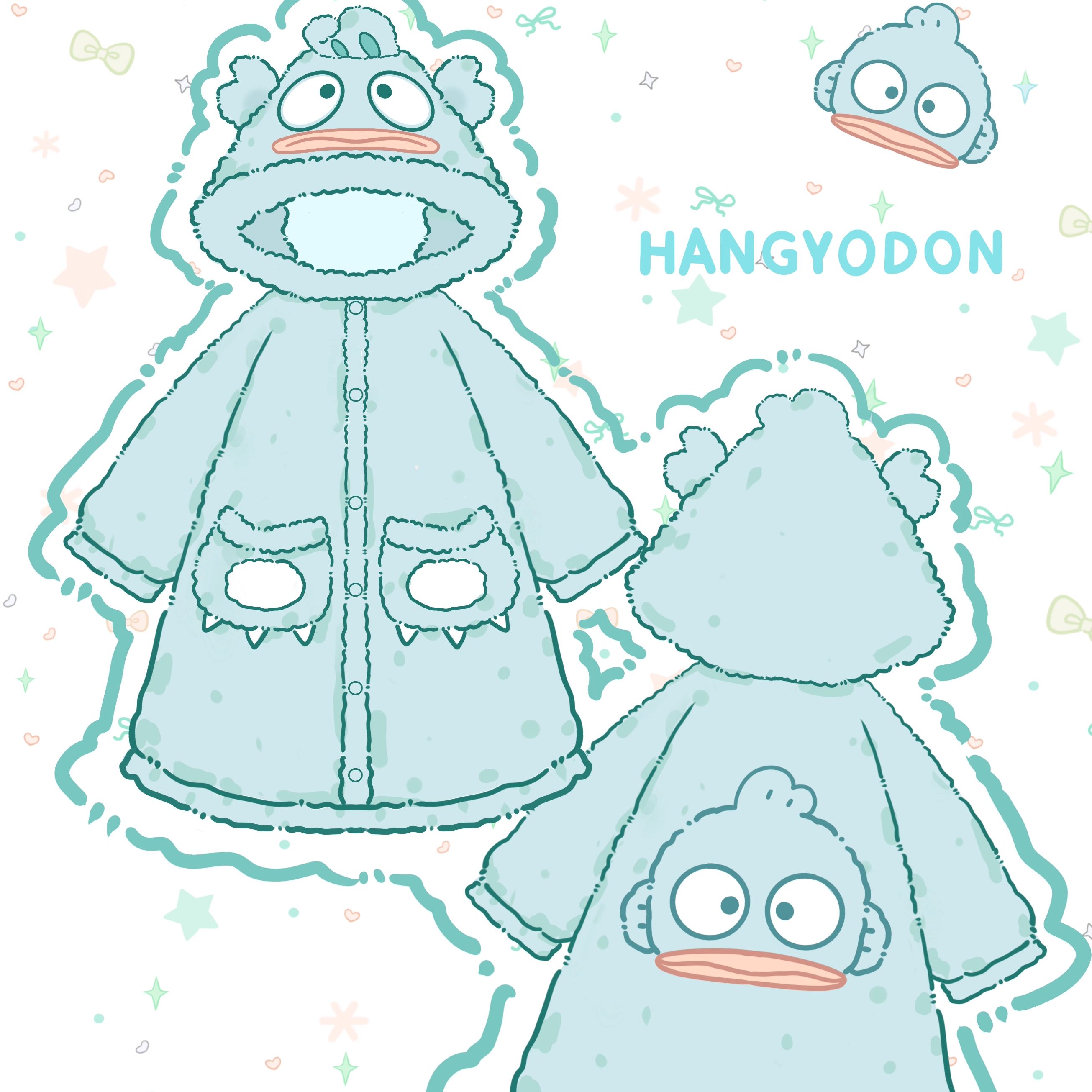 原创！冬季新款＜丑鱼＞珊瑚绒保暖可爱少女睡袍软妹家居服套装