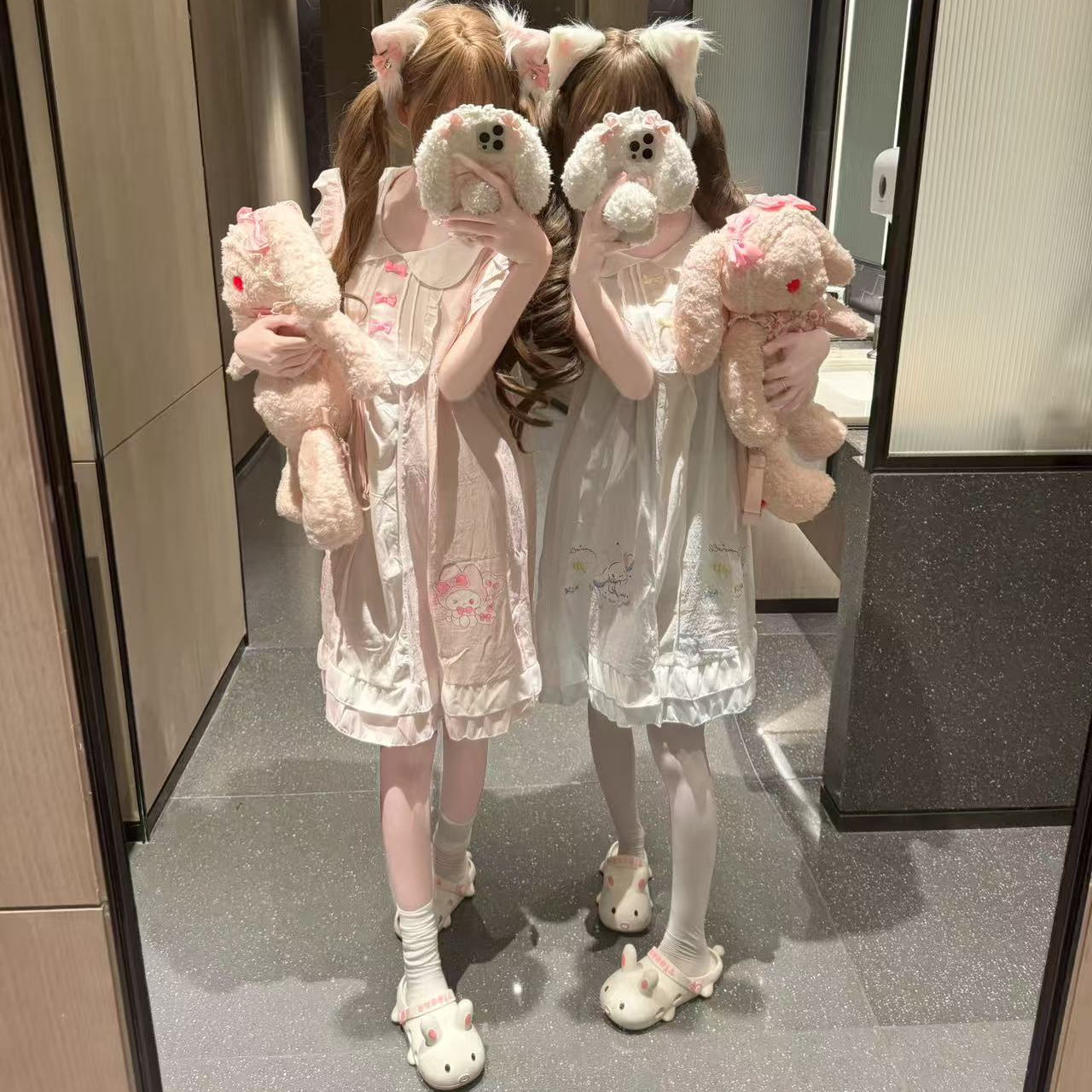 原创！新款玉桂狗美乐蒂闺蜜装纱布亲肤可爱家居服睡衣睡裙