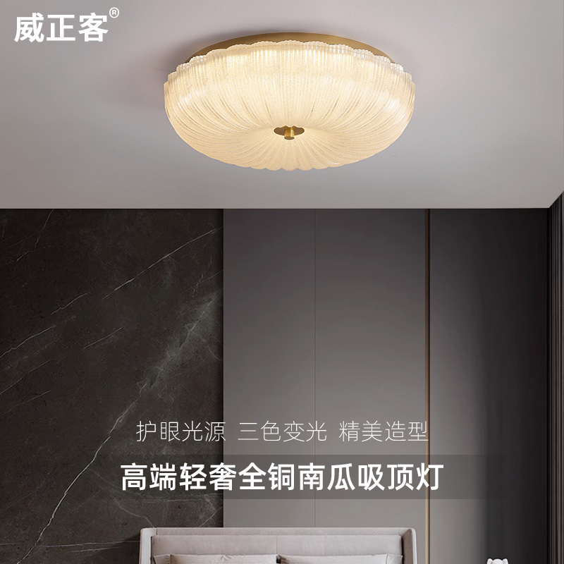 北欧现代轻奢全铜吸顶灯护眼光源
