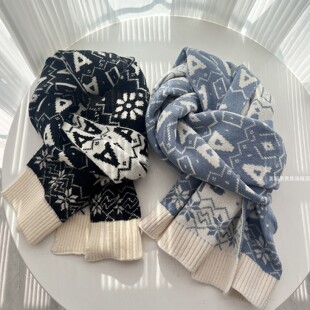 秋冬季 女高级感韩系加厚保暖针织毛线男大学生围巾情侣围脖09 新款