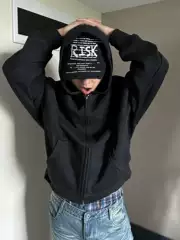 「Rabbit.B」Boxy Hoodie, Short, Loose-Fitting, Basic Hooded Sweatshirt with Double-Ended Ykk Zipper for Men