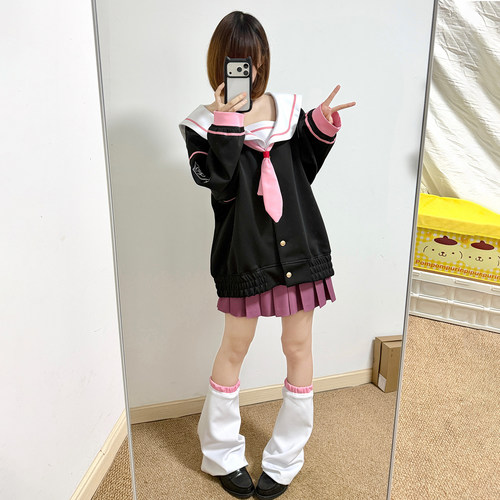 《蔚蓝档案》下江小春cos服 落肩水手服套装